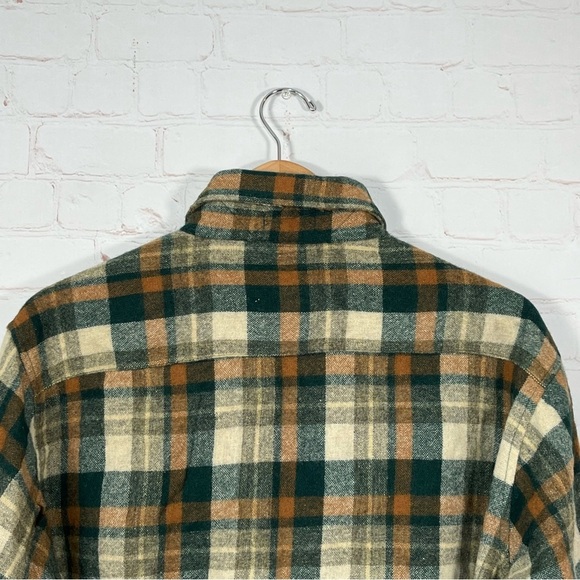 Vintage Windbreaker Wool Plaid Flannel Shirt Mens Size Large Double Pockets 80’s - Picture 11 of 14